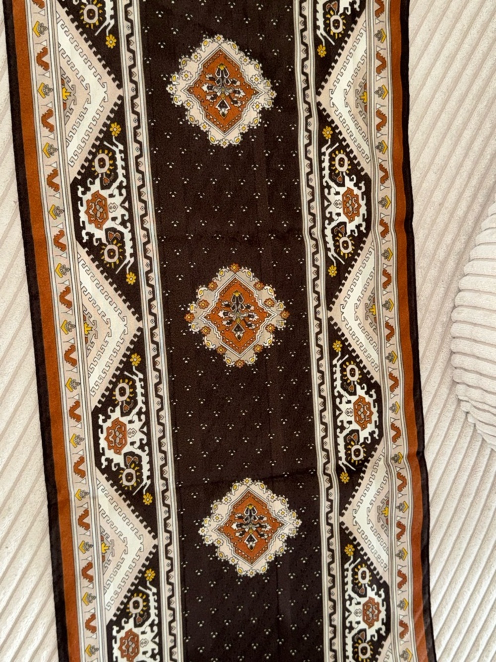 Stylish Brown & Cream Geometric Wrap Scarf